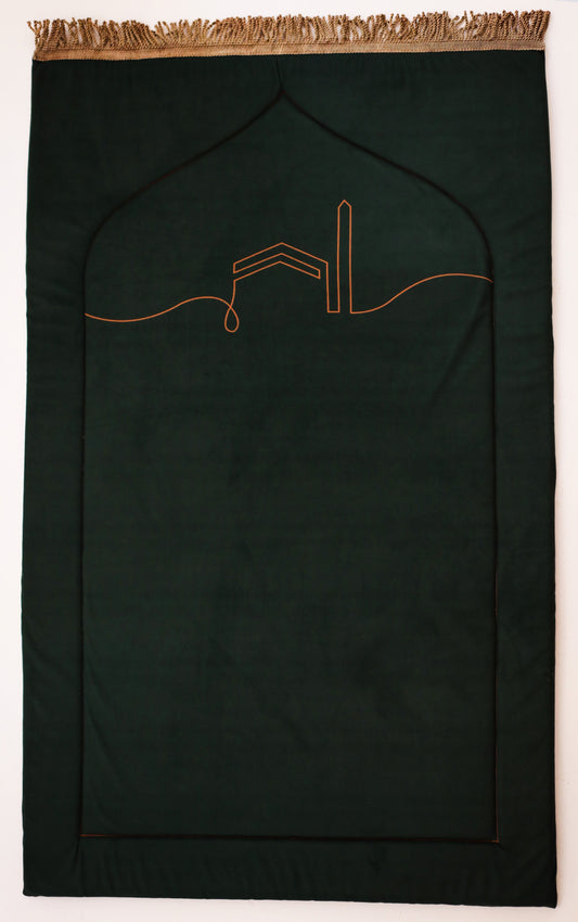 Makkah Moments in Emerald Green Padded Rug