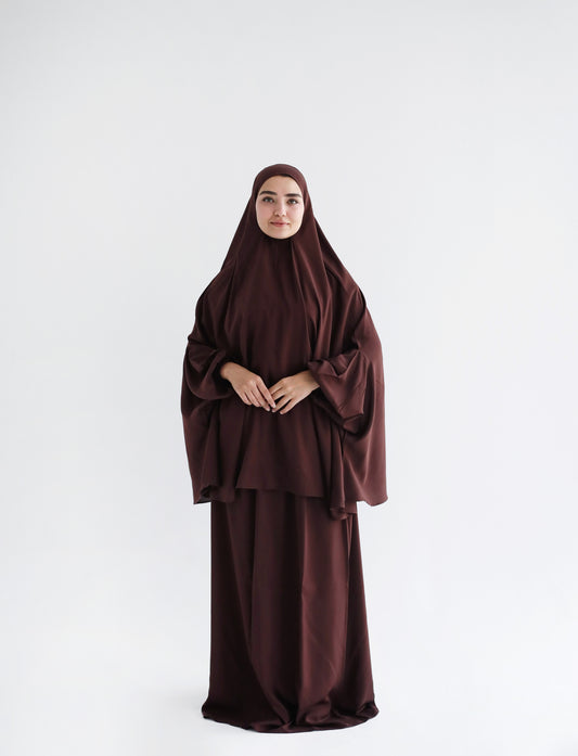 Cotton Two Piece Prayer Set - Chocolate Brown