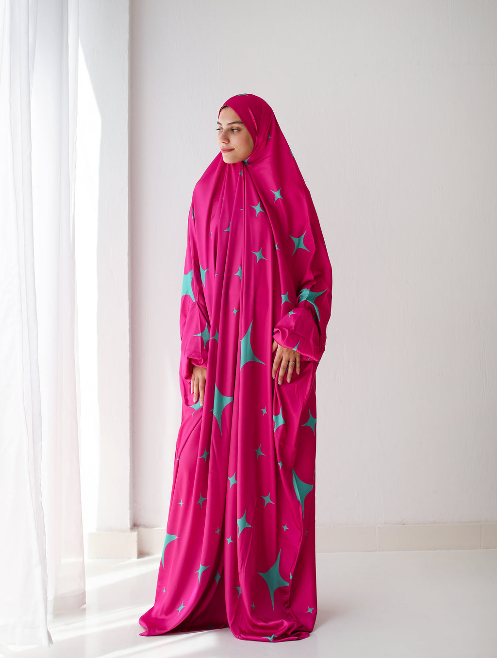 Turquoise Glimmer - Slip On Khimar