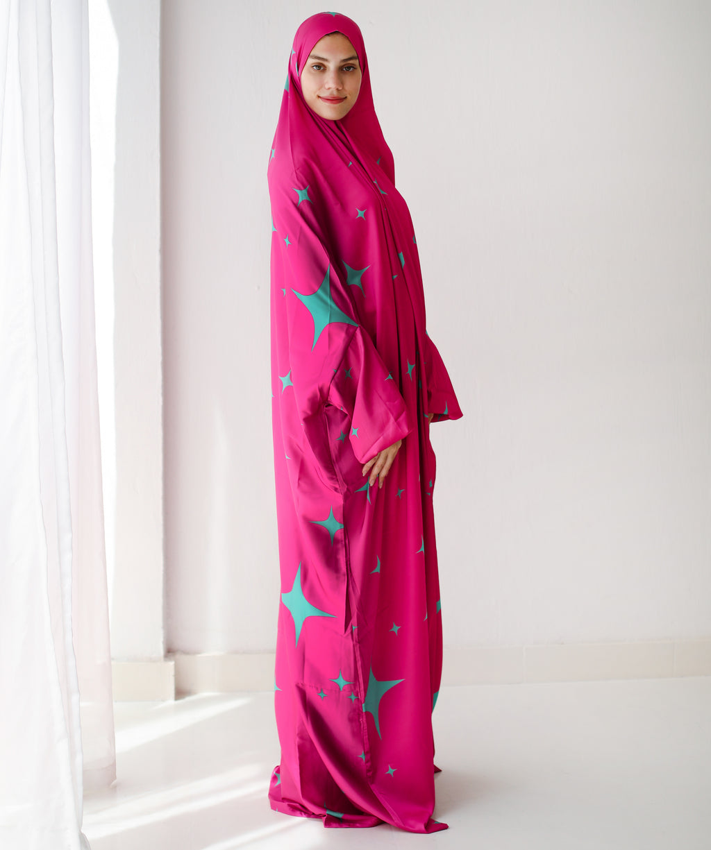 Turquoise Glimmer - Slip On Khimar