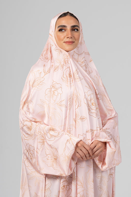 Flowers in Rose Gold Slip on Khimar