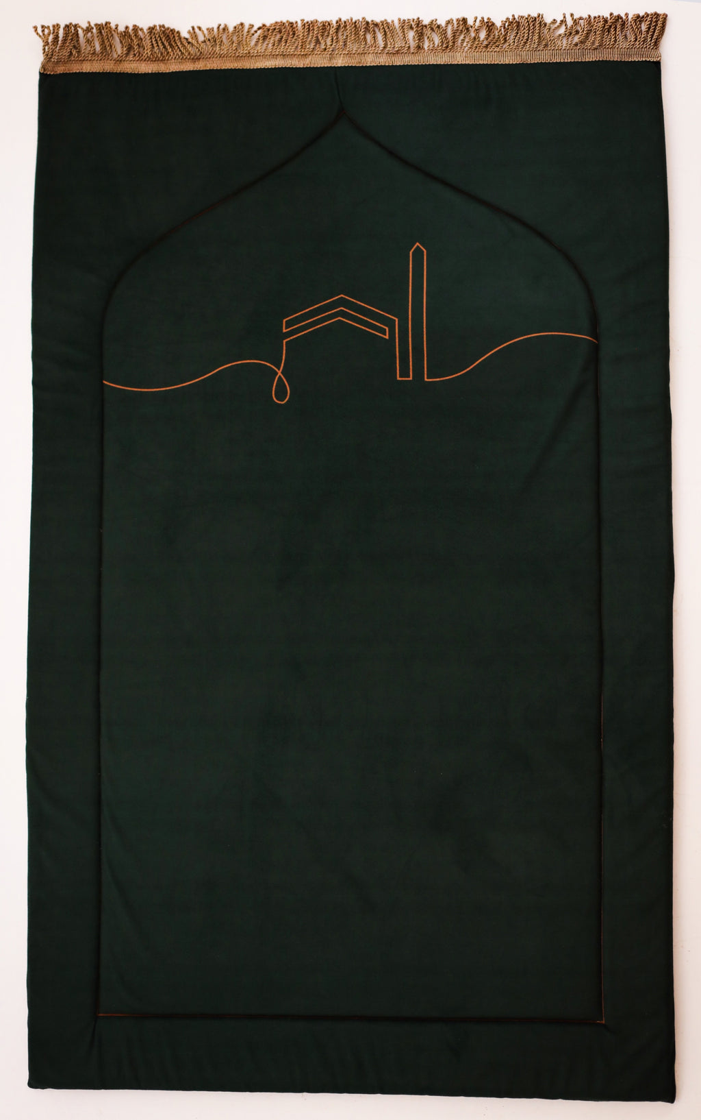 Makkah Moments in Emerald Green Padded Rug