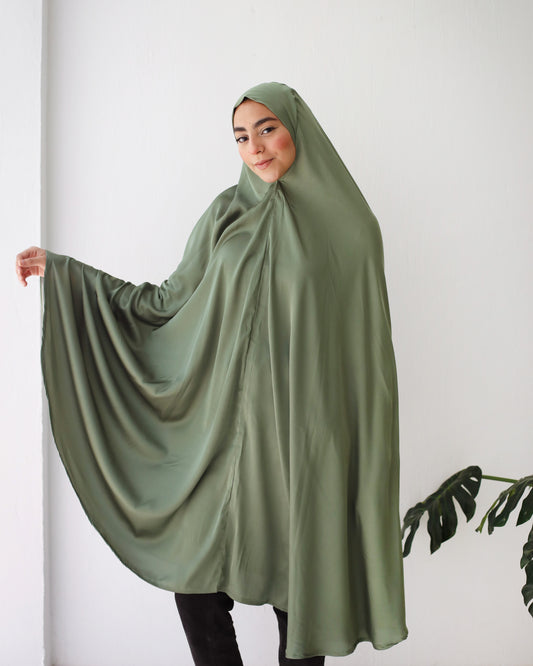 Midi Khimar - Plain Olive Green