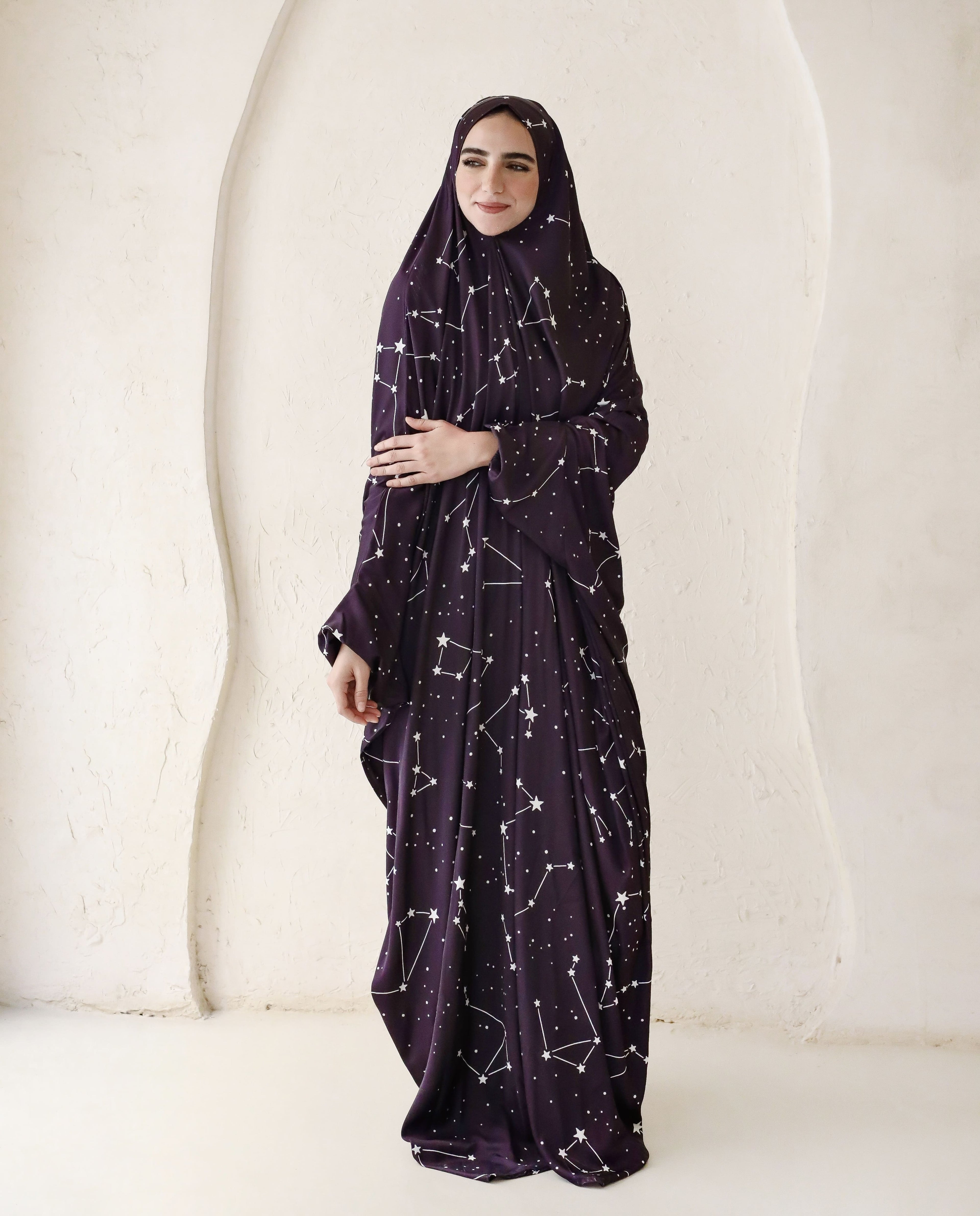 Violet Blue Stars - Slip on Khimar